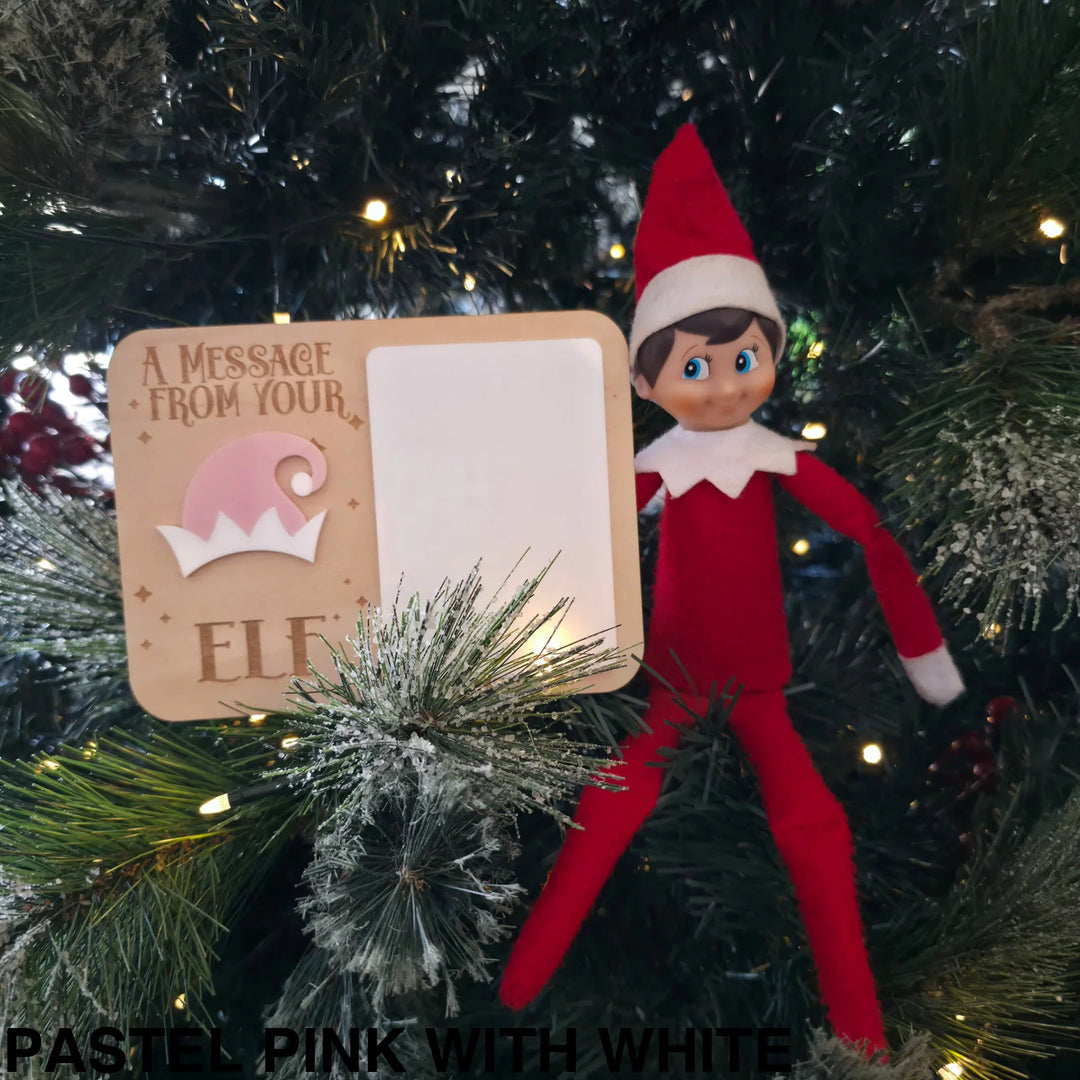 Elf Message Board Pastel Pink with White