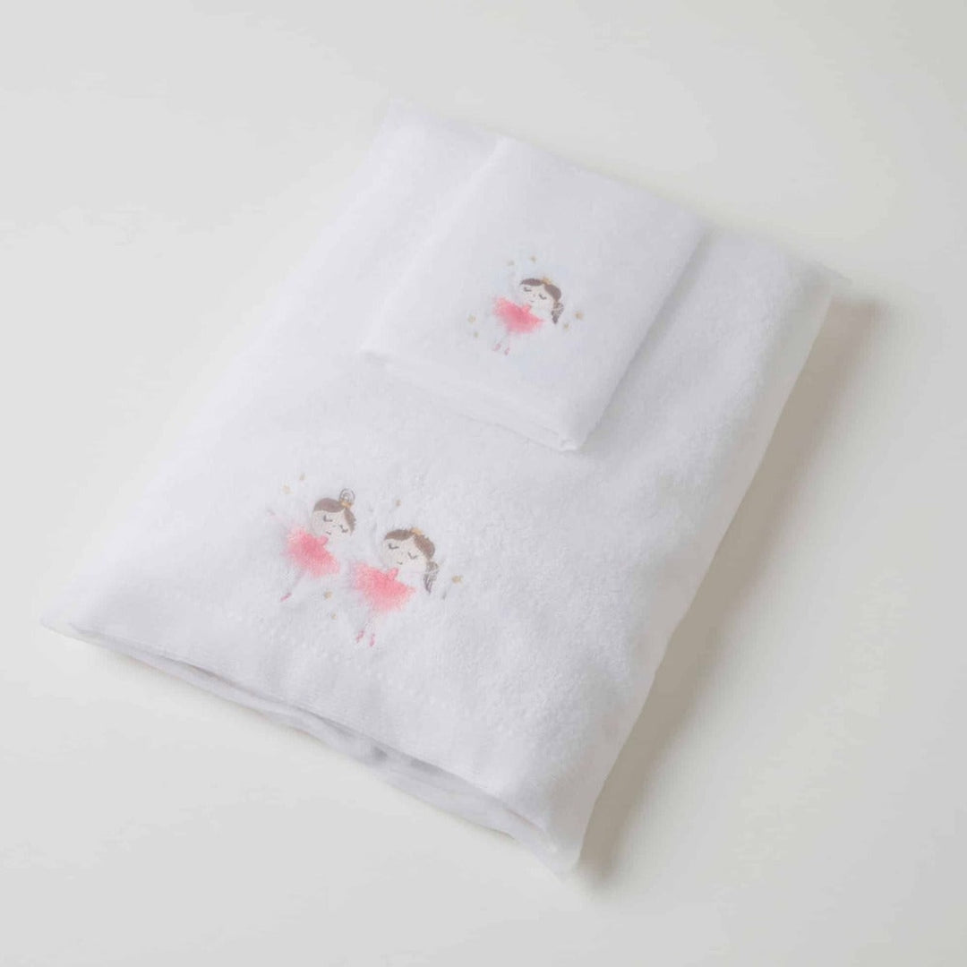 Embroidered Baby Towel & Face Washer Gift Set Ballerina Girls