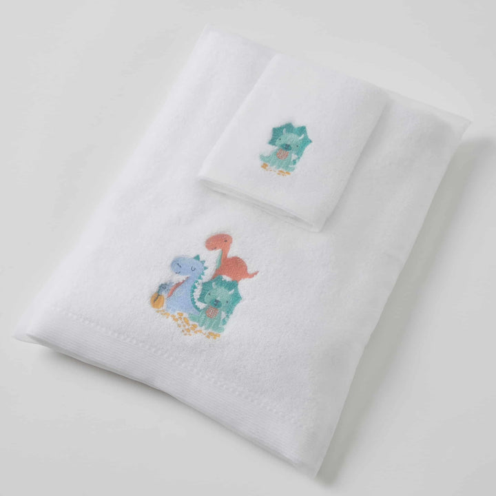 Embroidered Baby Towel & Face Washer Gift Set Dino Family
