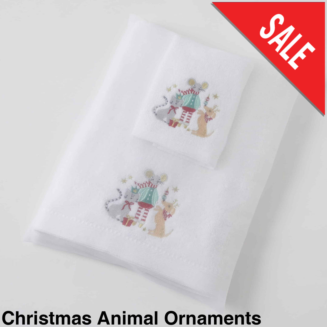 Embroidered Baby Towel & Face Washer Gift Set Christmas Pets