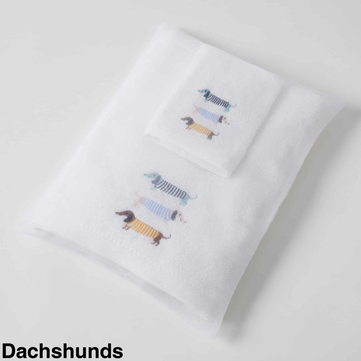 Embroidered Baby Towel & Face Washer Gift Set Dachshunds