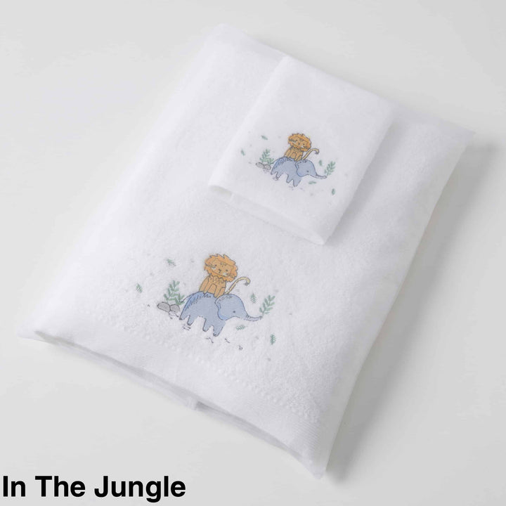 Embroidered Baby Towel & Face Washer Gift Set In The Jungle