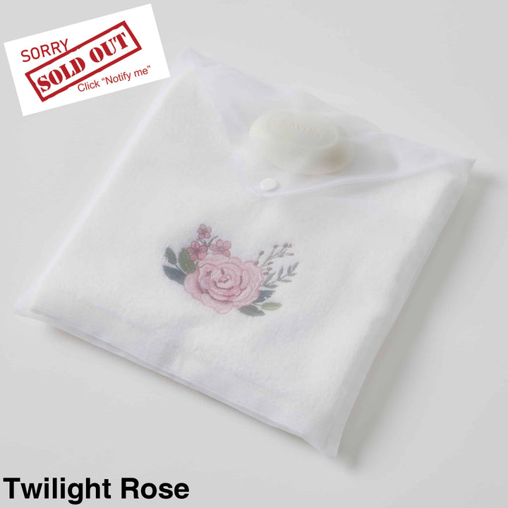 Embroidered Hand Towel & Soap Gift Set Twilight Rose