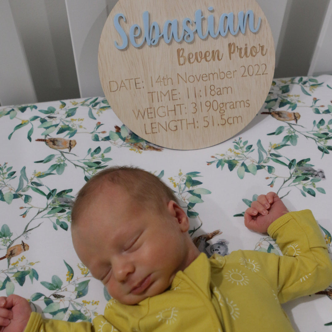 Engraved Birth Detail Plaque With Acrylic Name