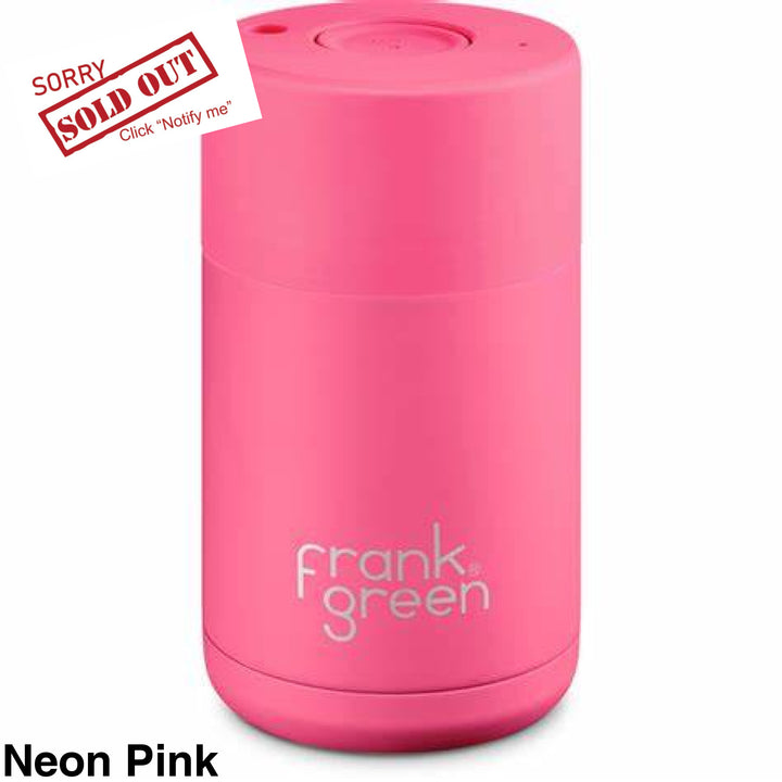 Frank Green 10Oz Stainless Steel Ceramic Reusuable Cup Neon Pink