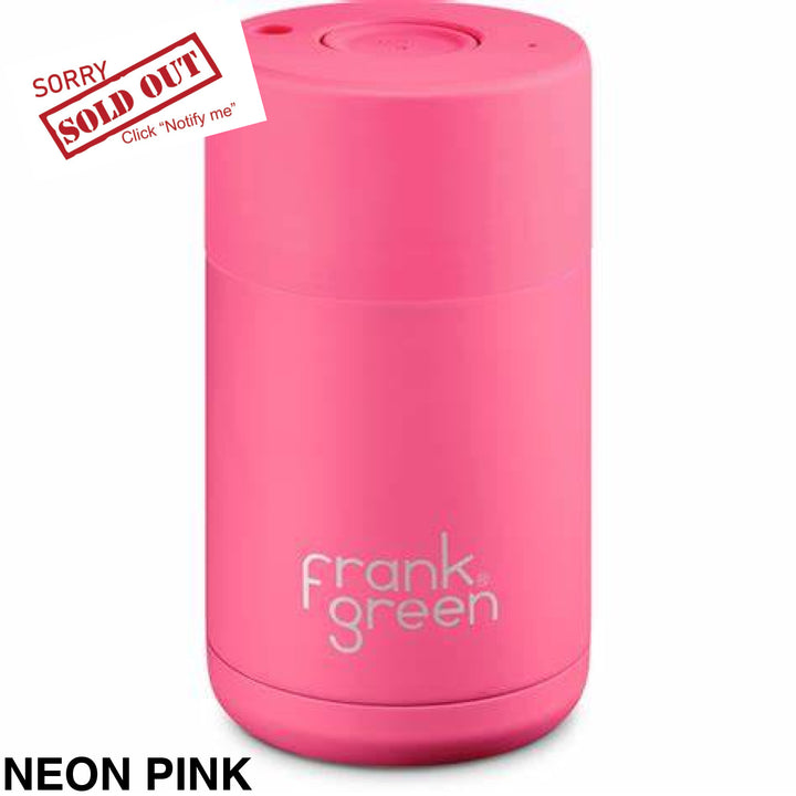 Frank Green 10Oz Stainless Steel Ceramic Reusuable Cup Neon Pink