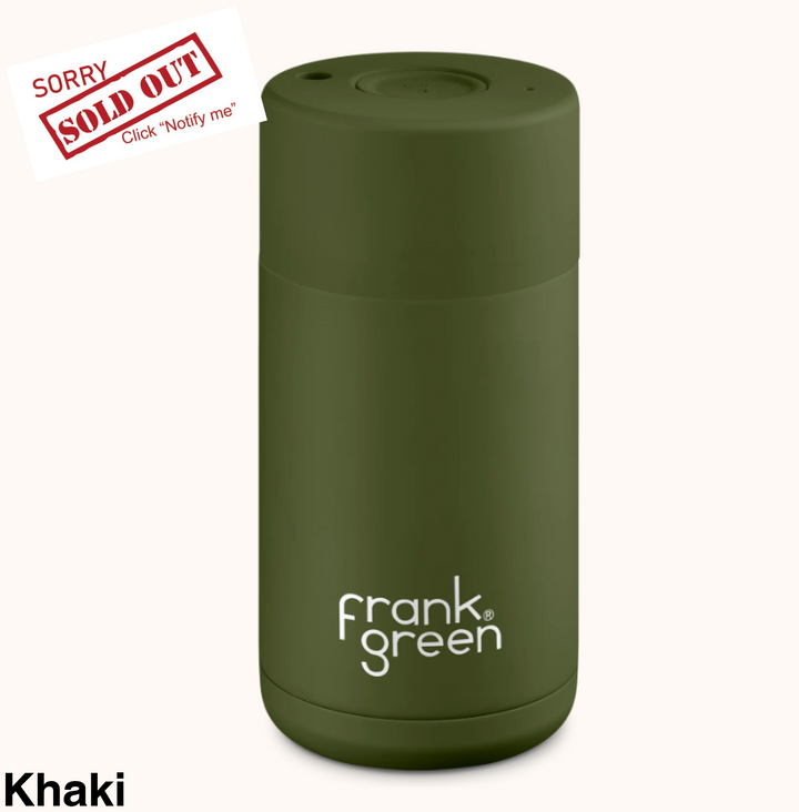 Frank Green 12Oz (355Ml) Stainless Steel Ceramic Reusable Cup Khaki