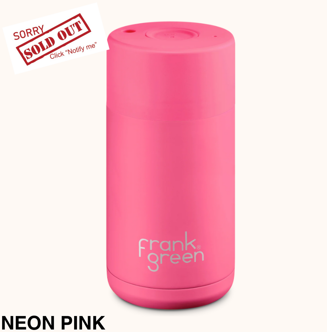Frank Green 12Oz (355Ml) Stainless Steel Ceramic Reusable Cup Neon Pink