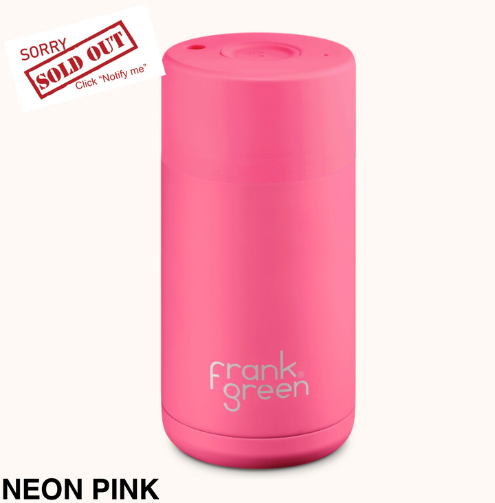 Frank Green 12Oz (355Ml) Stainless Steel Ceramic Reusable Cup Neon Pink
