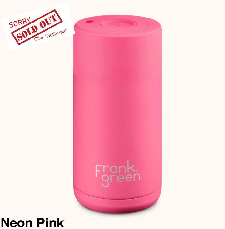 Frank Green 12Oz (355Ml) Stainless Steel Ceramic Reusable Cup Neon Pink