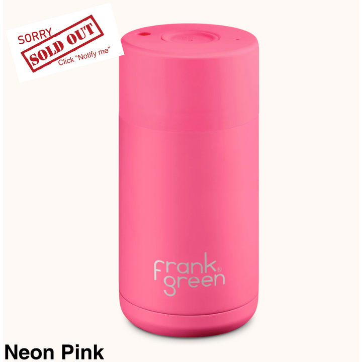 Frank Green 12Oz (355Ml) Stainless Steel Ceramic Reusable Cup Neon Pink