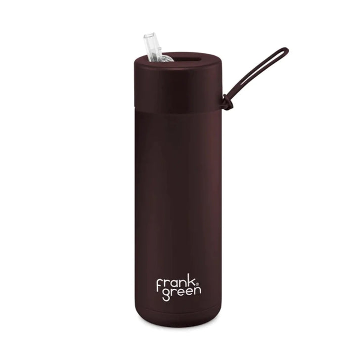 Frank Green 20Oz (595Ml) Stainless Steel Ceramic Reusable Straw Bottle Chocolate