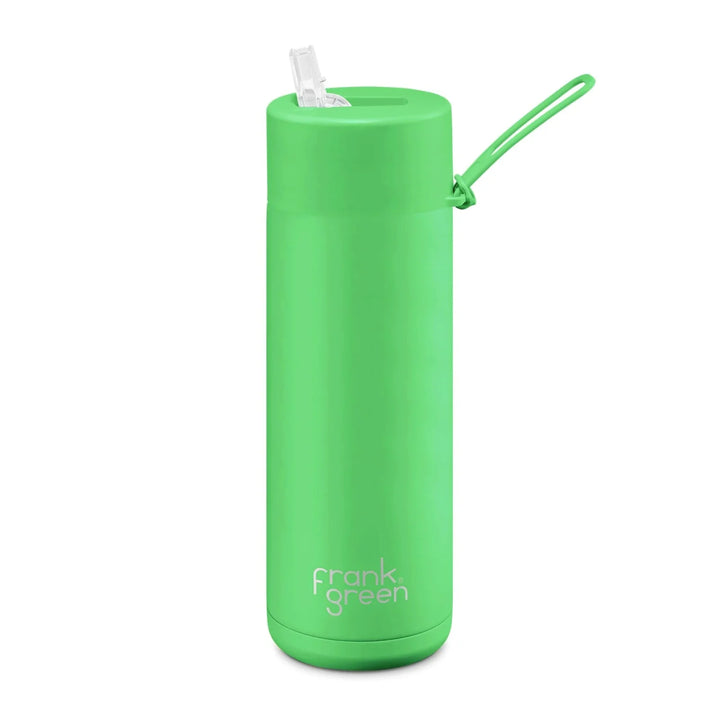 Frank Green 20Oz (595Ml) Stainless Steel Ceramic Reusable Straw Bottle Neon