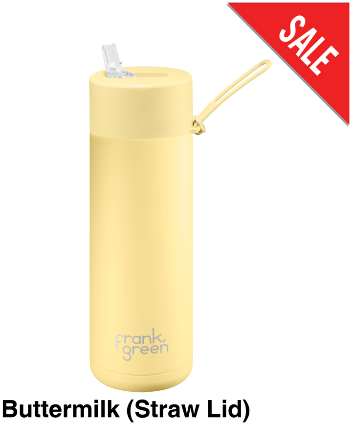 Frank Green 20Oz (595Ml) Stainless Steel Ceramic Reusable Straw Bottle Buttermilk