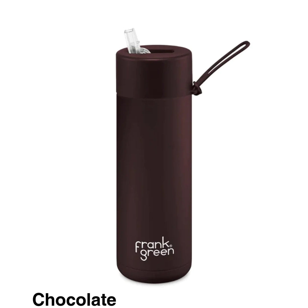 Frank Green 20Oz (595Ml) Stainless Steel Ceramic Reusable Straw Bottle Chocolate