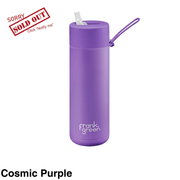 Frank Green 20Oz (595Ml) Stainless Steel Ceramic Reusable Straw Bottle Cosmic Purple
