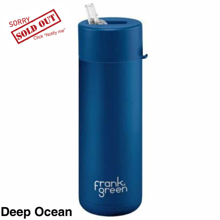 Frank Green 20Oz (595Ml) Stainless Steel Ceramic Reusable Straw Bottle Deep Ocean