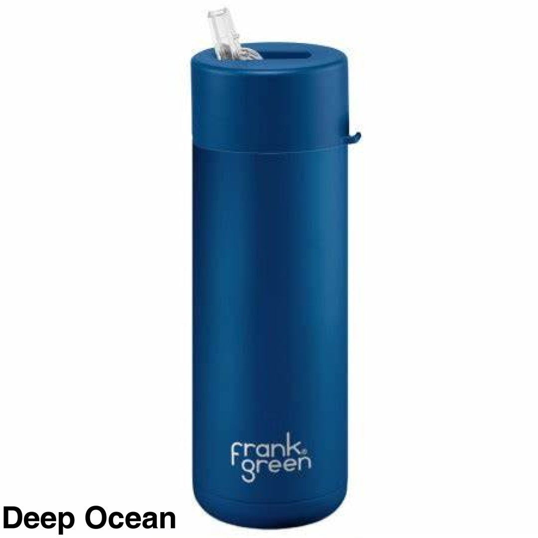 Frank Green 20Oz (595Ml) Stainless Steel Ceramic Reusable Straw Bottle Deep Ocean