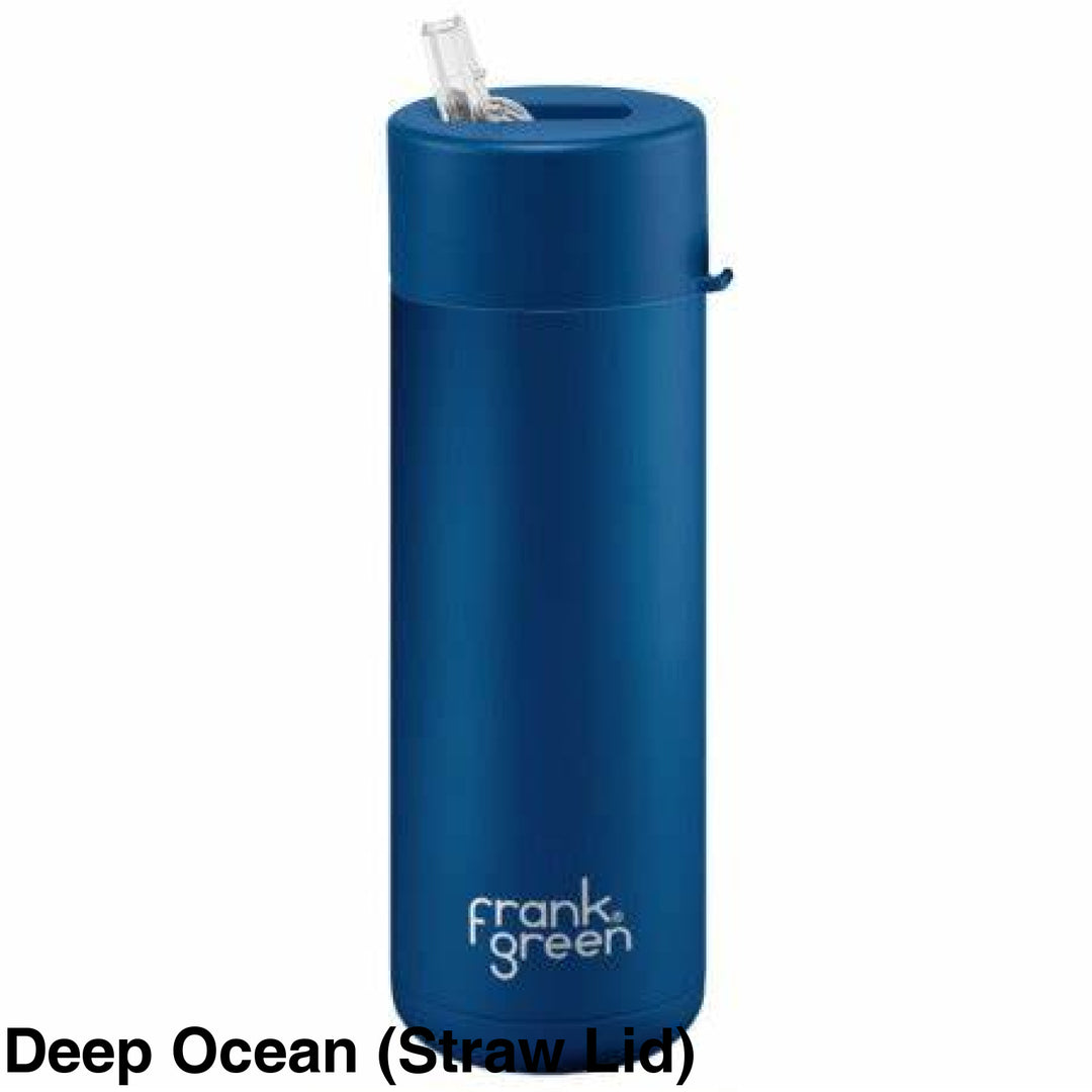 Frank Green 20Oz (595Ml) Stainless Steel Ceramic Reusable Straw Bottle Deep Ocean