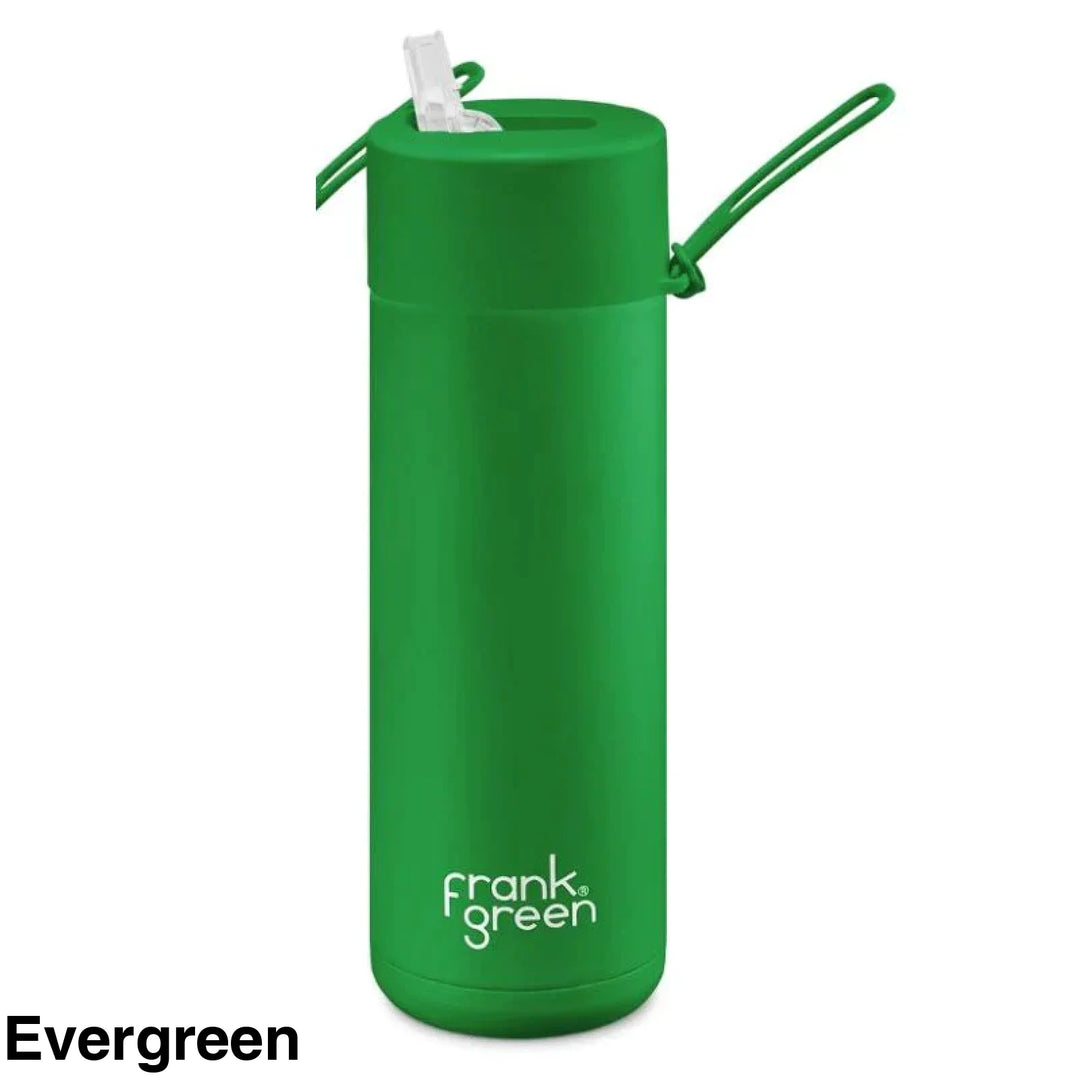 Frank Green 20Oz (595Ml) Stainless Steel Ceramic Reusable Straw Bottle Evergreen