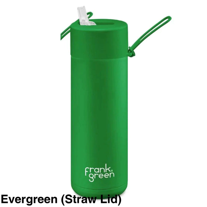 Frank Green 20Oz (595Ml) Stainless Steel Ceramic Reusable Straw Bottle Evergreen