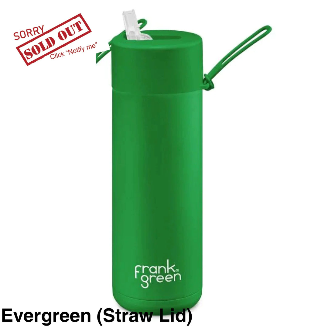 Frank Green 20Oz (595Ml) Stainless Steel Ceramic Reusable Straw Bottle Evergreen