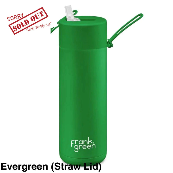 Frank Green 20Oz (595Ml) Stainless Steel Ceramic Reusable Straw Bottle Evergreen