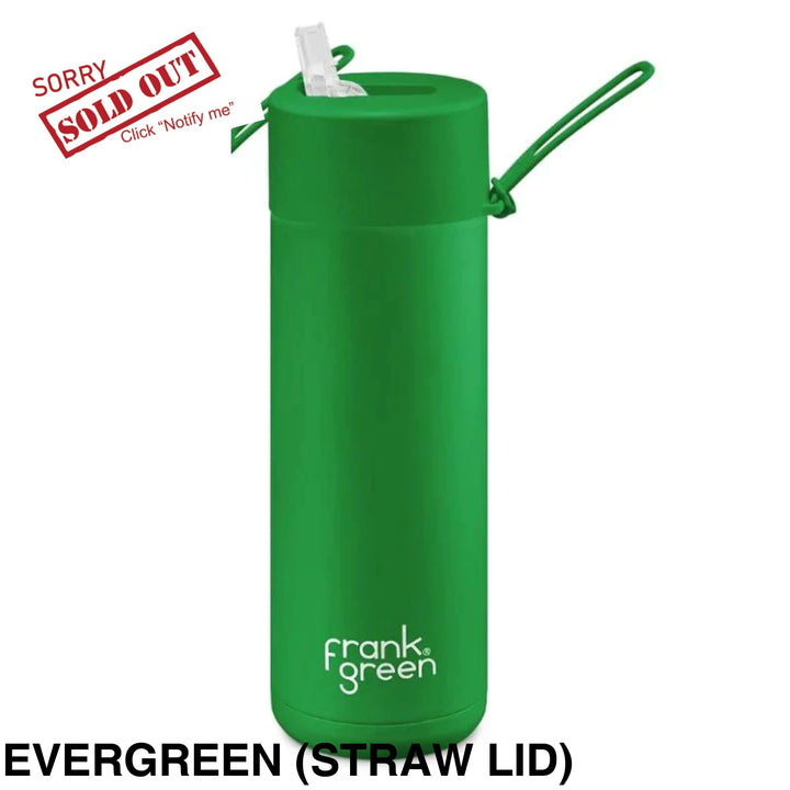 Frank Green 20Oz (595Ml) Stainless Steel Ceramic Reusable Straw Bottle Evergreen