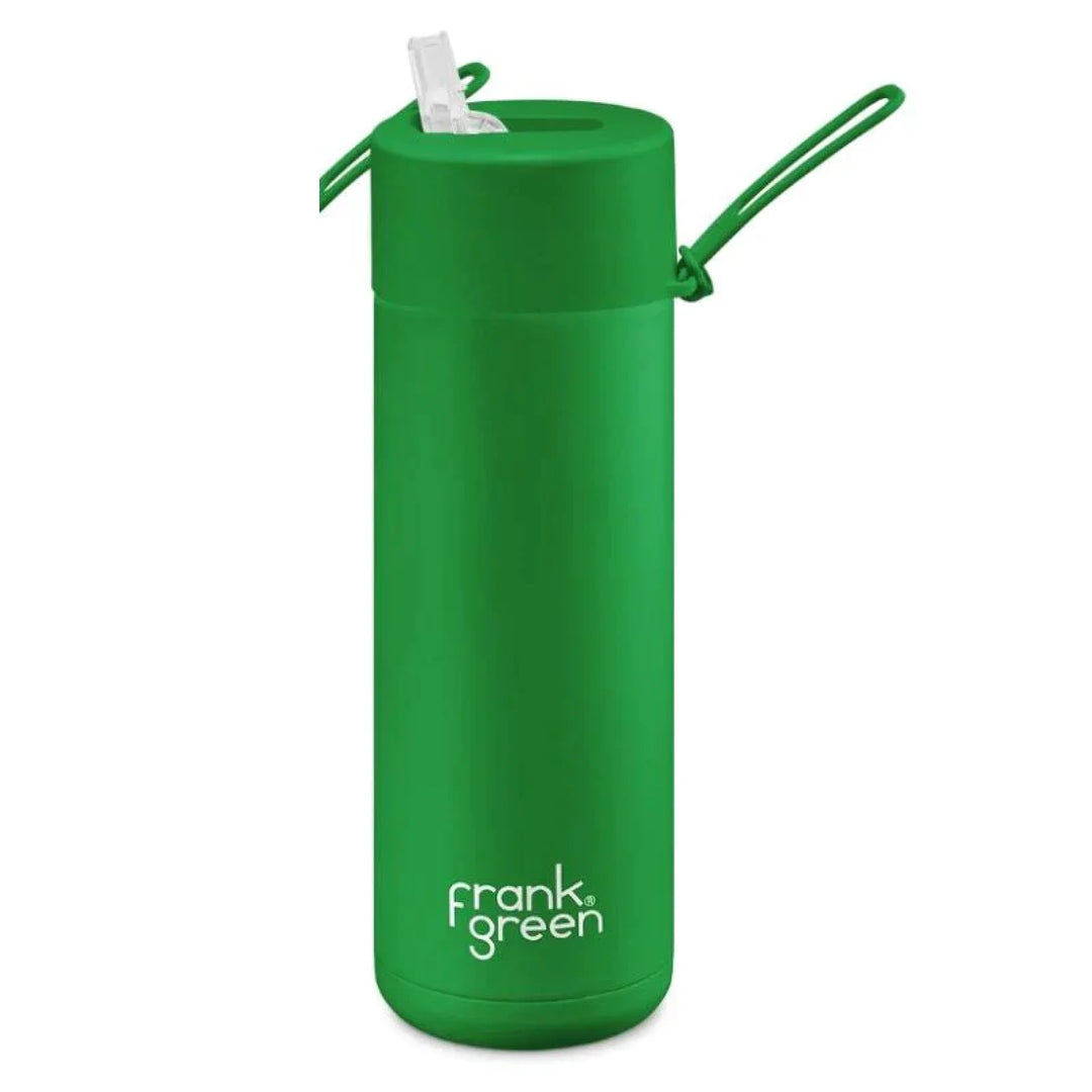 Frank Green 20Oz (595Ml) Stainless Steel Ceramic Reusable Straw Bottle Evergreen