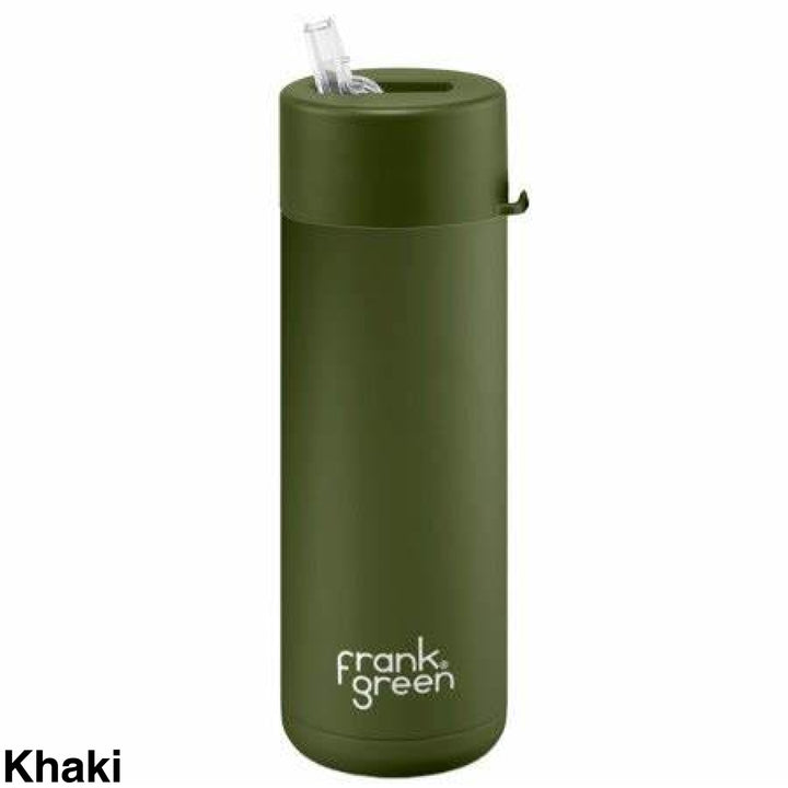 Frank Green 20Oz (595Ml) Stainless Steel Ceramic Reusable Straw Bottle Khaki
