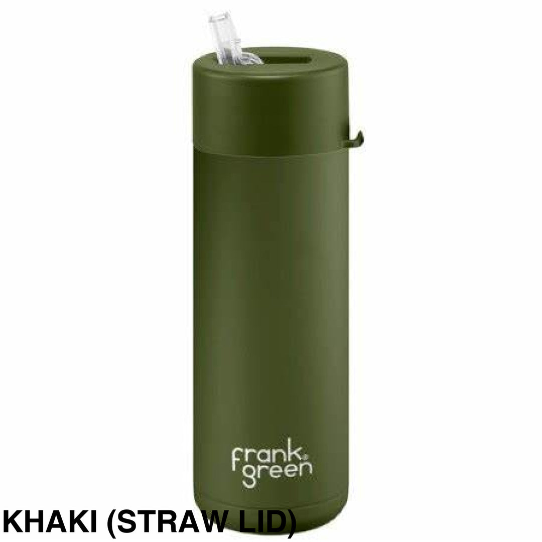 Frank Green 20Oz (595Ml) Stainless Steel Ceramic Reusable Straw Bottle Khaki