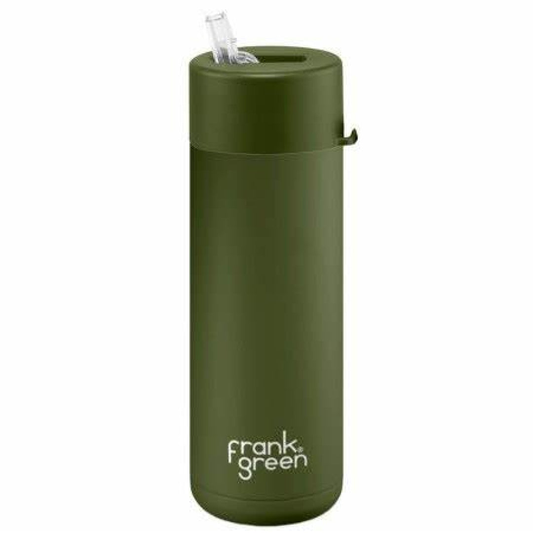 Frank Green 20Oz (595Ml) Stainless Steel Ceramic Reusable Straw Bottle Khaki