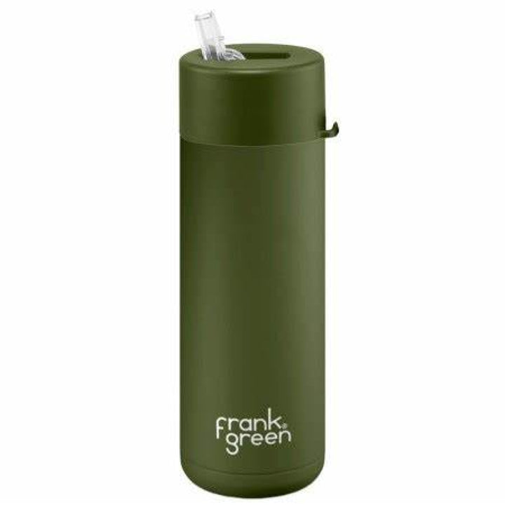 Frank Green 20Oz (595Ml) Stainless Steel Ceramic Reusable Straw Bottle Khaki