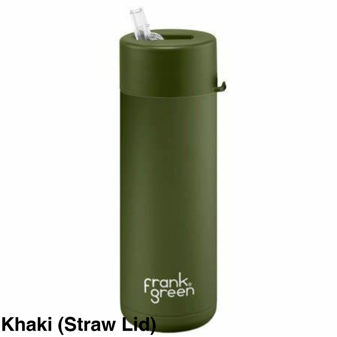 Frank Green 20Oz (595Ml) Stainless Steel Ceramic Reusable Straw Bottle Khaki