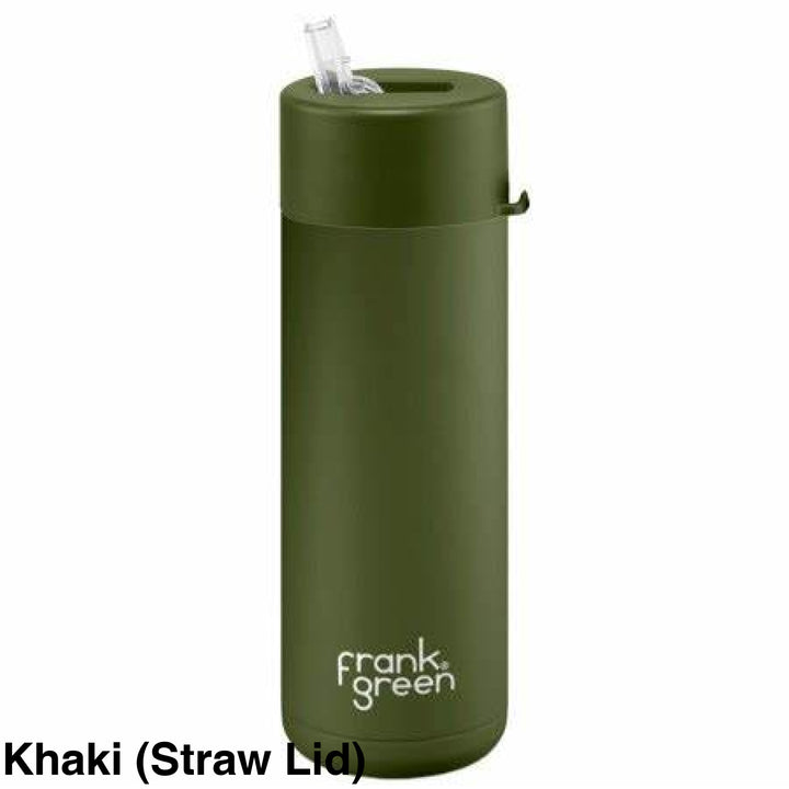 Frank Green 20Oz (595Ml) Stainless Steel Ceramic Reusable Straw Bottle Khaki