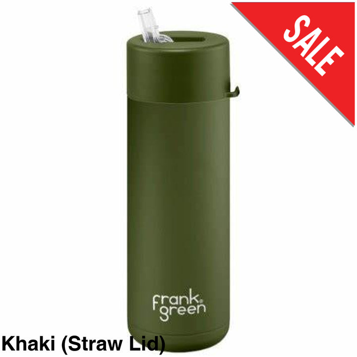 Frank Green 20Oz (595Ml) Stainless Steel Ceramic Reusable Straw Bottle Khaki