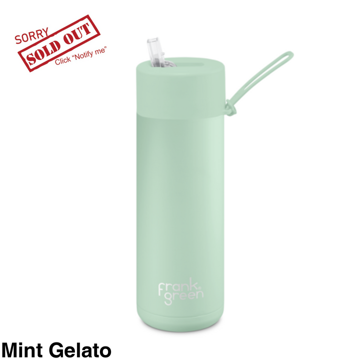 Frank Green 20Oz (595Ml) Stainless Steel Ceramic Reusable Straw Bottle Mint Gelato