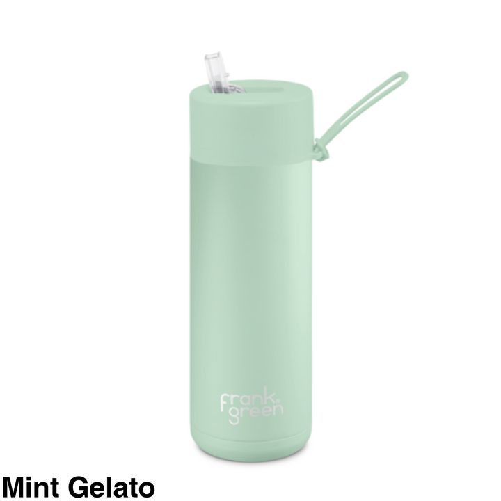 Frank Green 20Oz (595Ml) Stainless Steel Ceramic Reusable Straw Bottle Mint Gelato