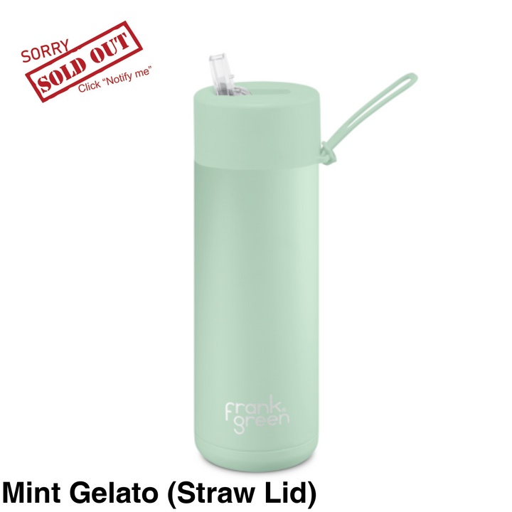 Frank Green 20Oz (595Ml) Stainless Steel Ceramic Reusable Straw Bottle Mint Gelato