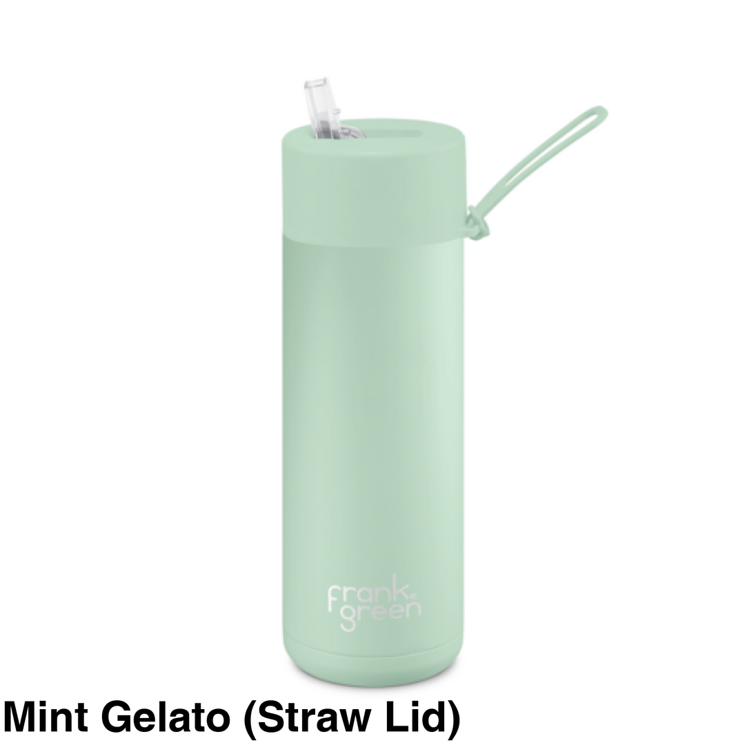 Frank Green 20Oz (595Ml) Stainless Steel Ceramic Reusable Straw Bottle Mint Gelato