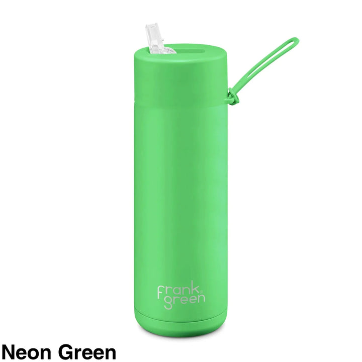 Frank Green 20Oz (595Ml) Stainless Steel Ceramic Reusable Straw Bottle Neon