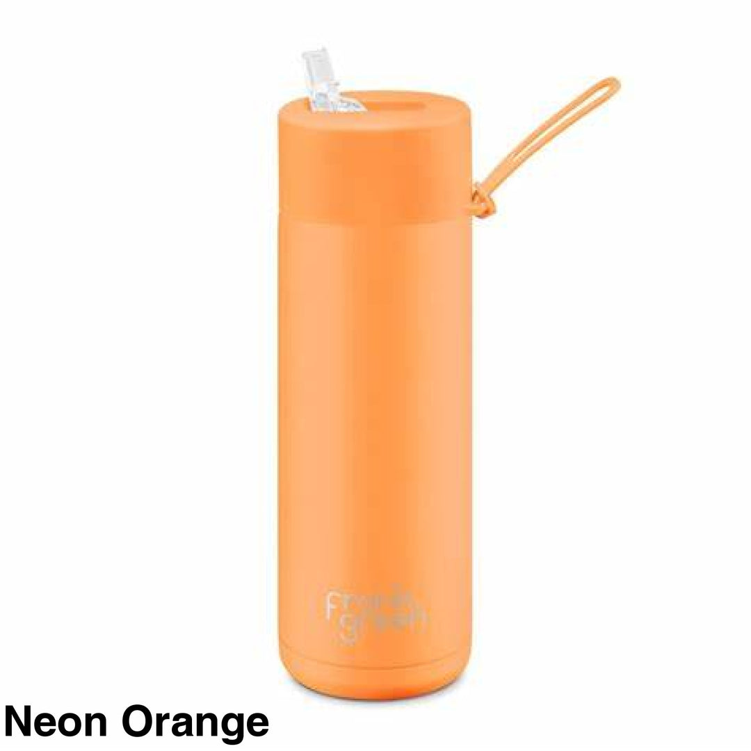 Frank Green 20Oz (595Ml) Stainless Steel Ceramic Reusable Straw Bottle Neon Orange