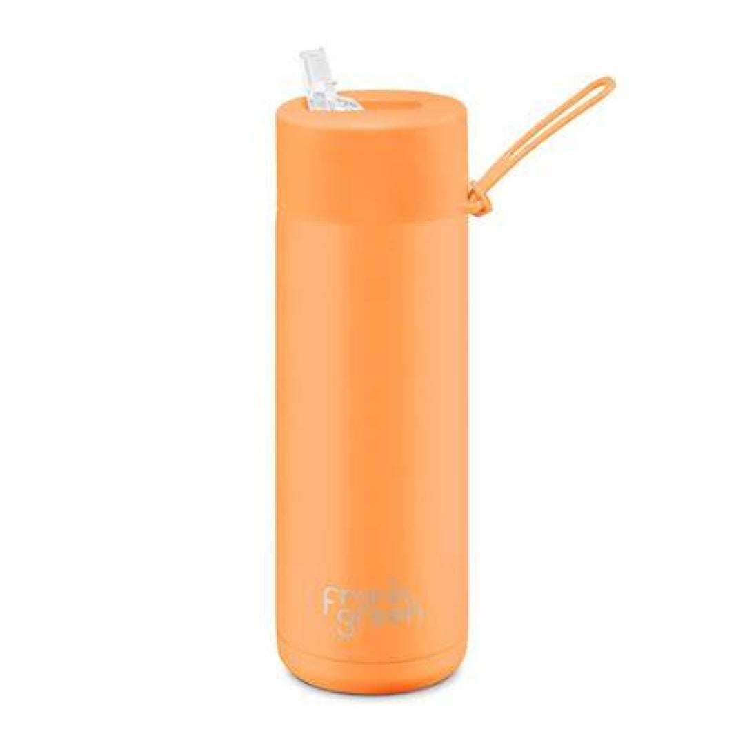 Frank Green 20Oz (595Ml) Stainless Steel Ceramic Reusable Straw Bottle Neon Orange