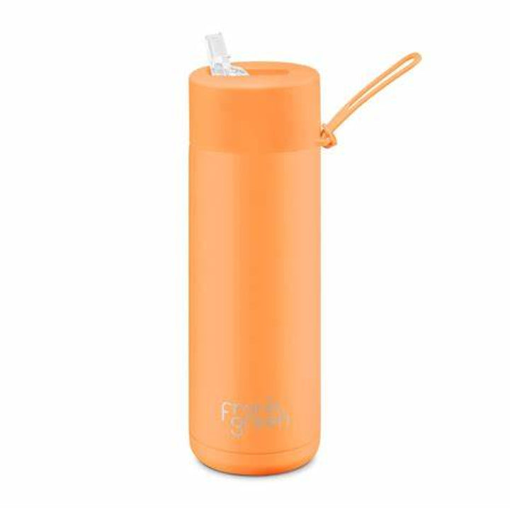 Frank Green 20Oz (595Ml) Stainless Steel Ceramic Reusable Straw Bottle Neon Orange
