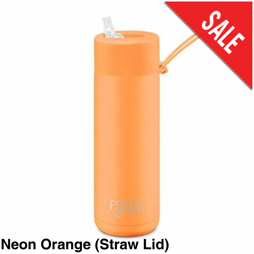 Frank Green 20Oz (595Ml) Stainless Steel Ceramic Reusable Straw Bottle Neon Orange
