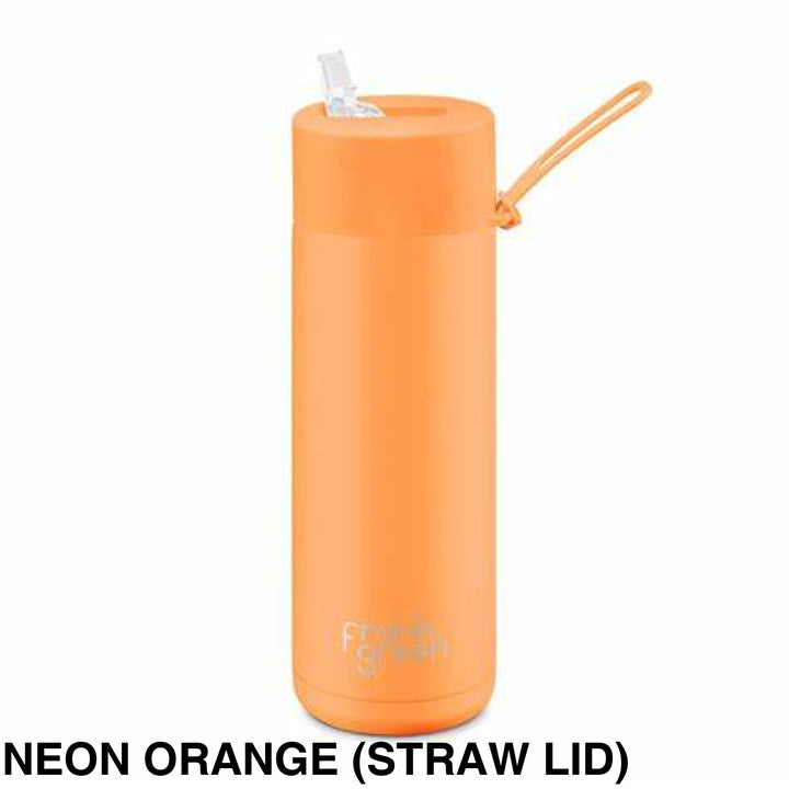 Frank Green 20Oz (595Ml) Stainless Steel Ceramic Reusable Straw Bottle Neon Orange