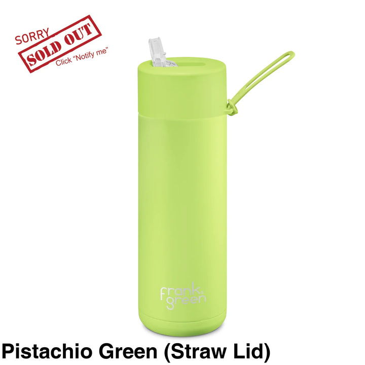 Frank Green 20Oz (595Ml) Stainless Steel Ceramic Reusable Straw Bottle Pistachio (Limited Edition)