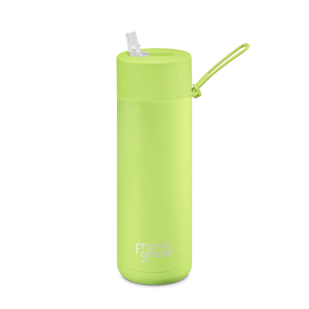 Frank Green 20Oz (595Ml) Stainless Steel Ceramic Reusable Straw Bottle Pistachio (Limited Edition)