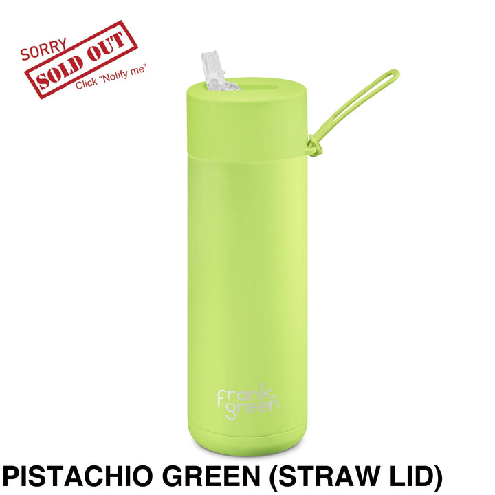 Frank Green 20Oz (595Ml) Stainless Steel Ceramic Reusable Straw Bottle Pistachio (Limited Edition)