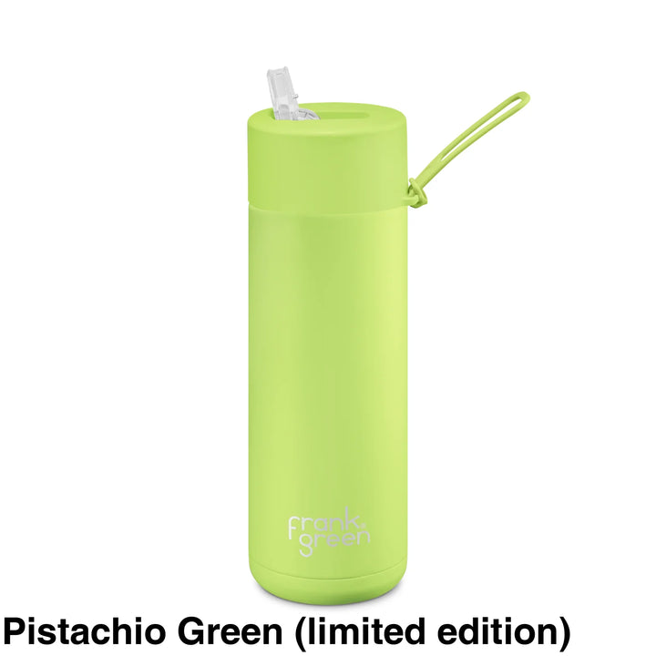 Frank Green 20Oz (595Ml) Stainless Steel Ceramic Reusable Straw Bottle Pistachio (Limited Edition)